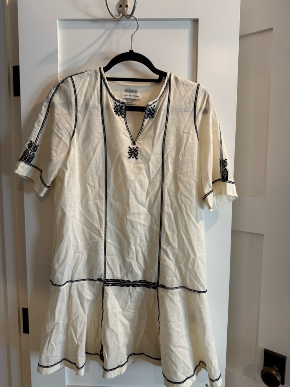 Isabel Marant Étoile Cream Tunic with Black Embroidery